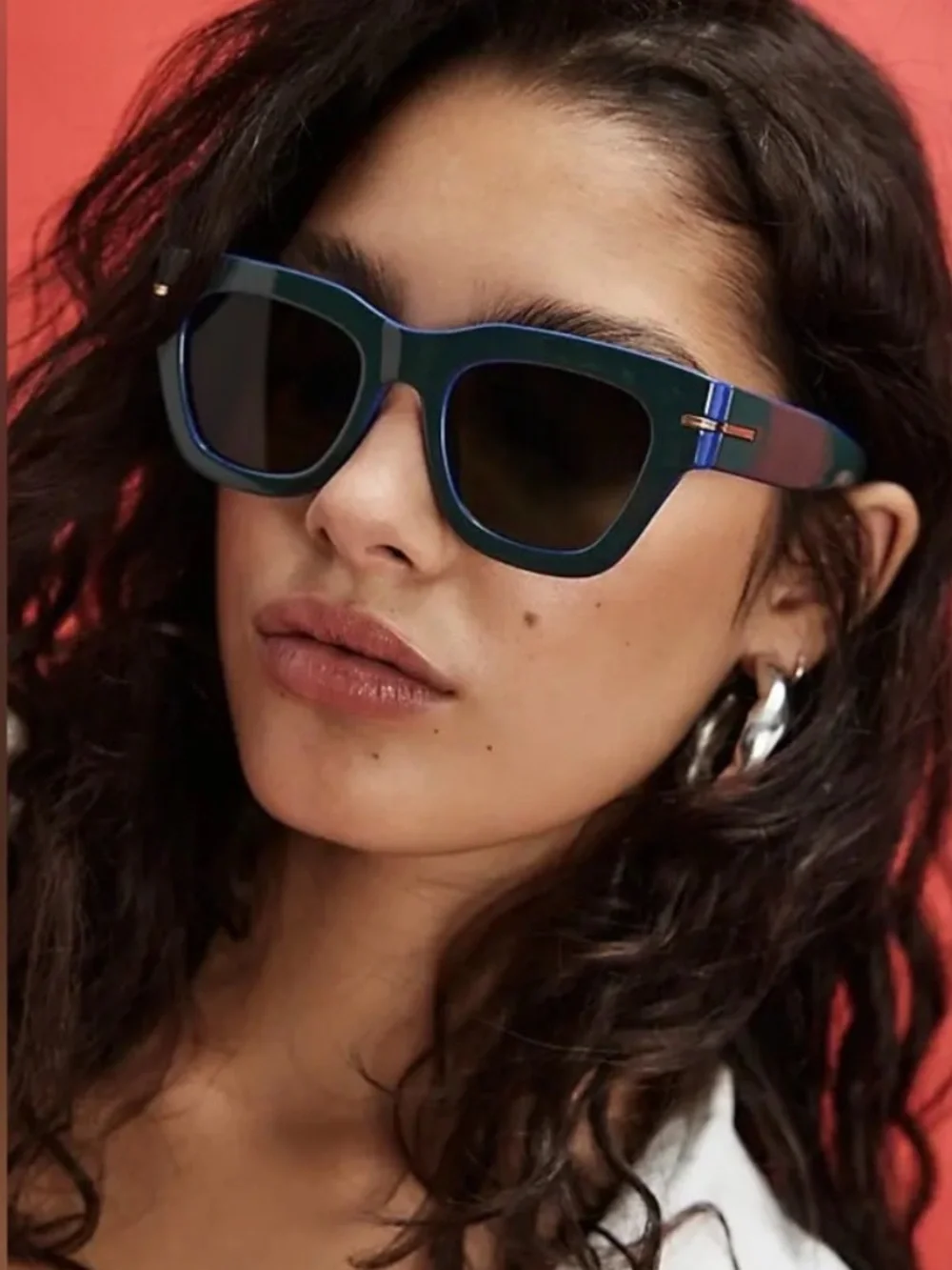 Free People Jackson Two Tone Square Sunglasses Green Blue Black Gold NEW NWT